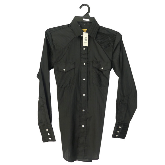 Chute 1 Other - 80s NOS Pearl Snap CHUTE #1 Western Shirt Men's 14.5 / 33 Black Sheer Cowboy‎